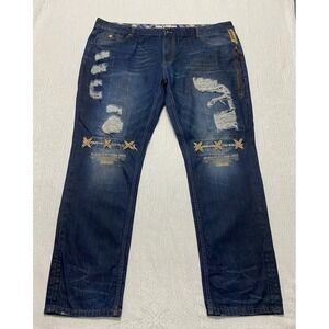 Born Fly Anytown USA Men's Jeans Distressed Blue Denim Size 46  (48×33)